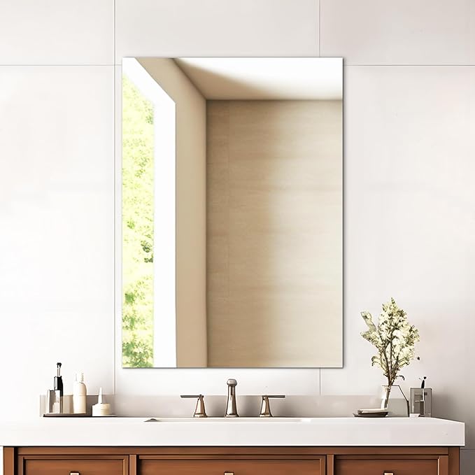 Bathroom Mirror 48"×30", Modern Bathroom Vanity Mirror, Frameless Mirror