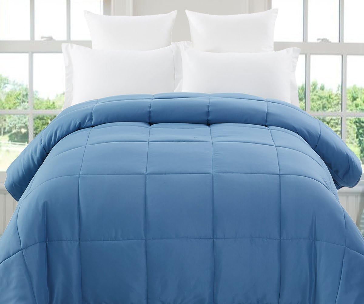 Down Alternative Comforter (Calm Blue / Grey, Queen) - All Season Comforter - by Natural