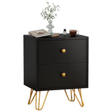 Black Nightstand, Black and Gold Nightstand, Night Stand with Drawers, Small End Table