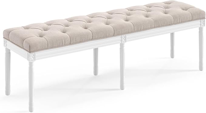 44" Bedroom Bench, Vintage French Tufted End of Bed Bench