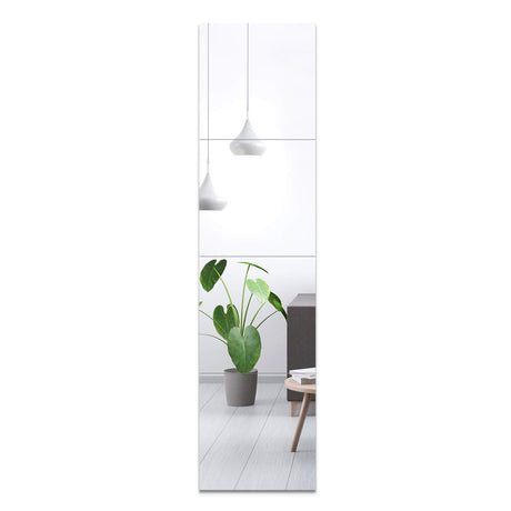 Full Length Mirror Tiles, Frameless Glass Wall Mirror 12 Inch x 4 Pieces, Body Mirror