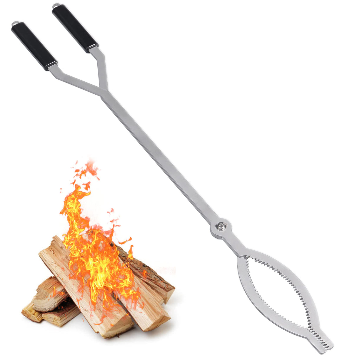 40" Fire Tongs Firewood Grabbers, Stainless Steel Large Fire Pit Tool Indoor Fireplace