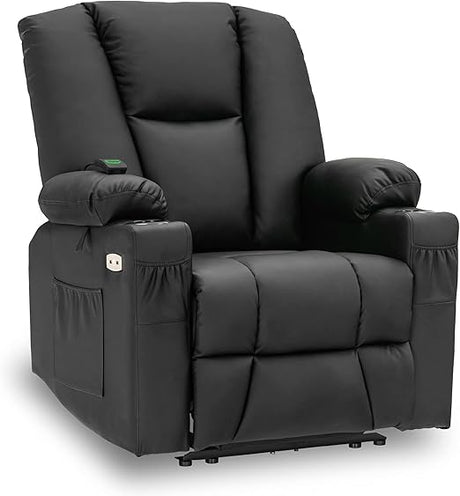 Electric Power Recliner Chair with Massage and Heat, Extended Footrest, USB Ports, 2