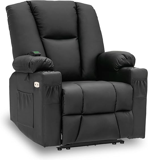 NovaPower Recliner – Heated Massage Chair with USB, Extended Footrest