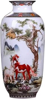 Chinese Ceramics Vase Handmade Fine Smooth Surface Decorative Animal Horses