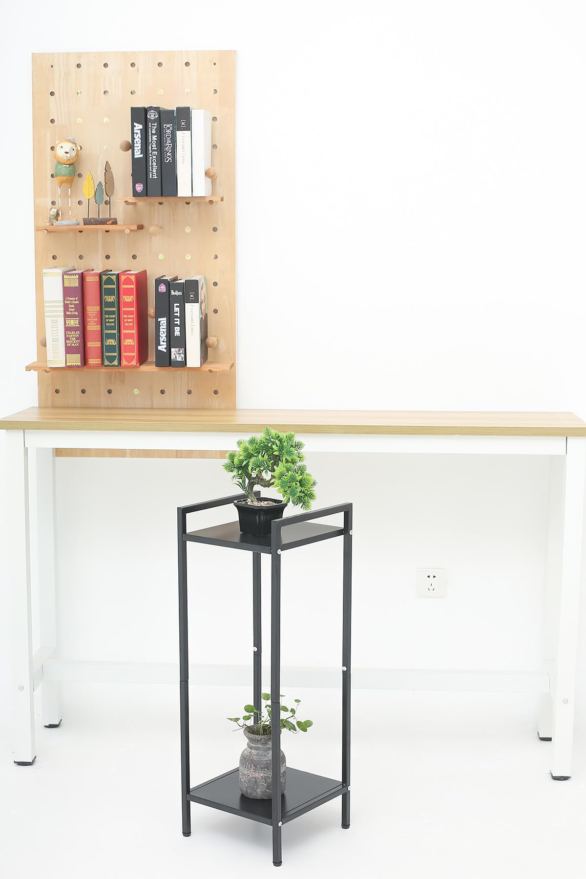 Single Plant Stand Indoor Tall: 2 Tier Metal Modern Small Flower Storage Plant Shelf