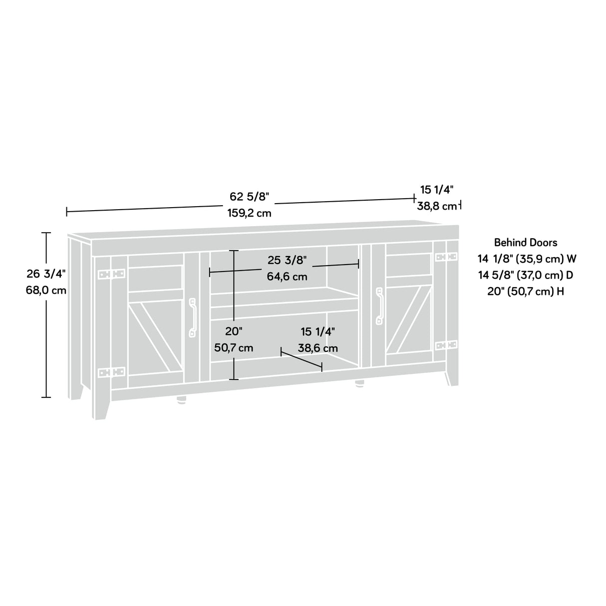 Miscellaneous Entertainment TV Stand, L: 62.68" x W: 15.28" x H: 26.77"