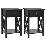 Set of 2 Nightstand with Drawer, Wood End Table, Modern Sofa Side Table