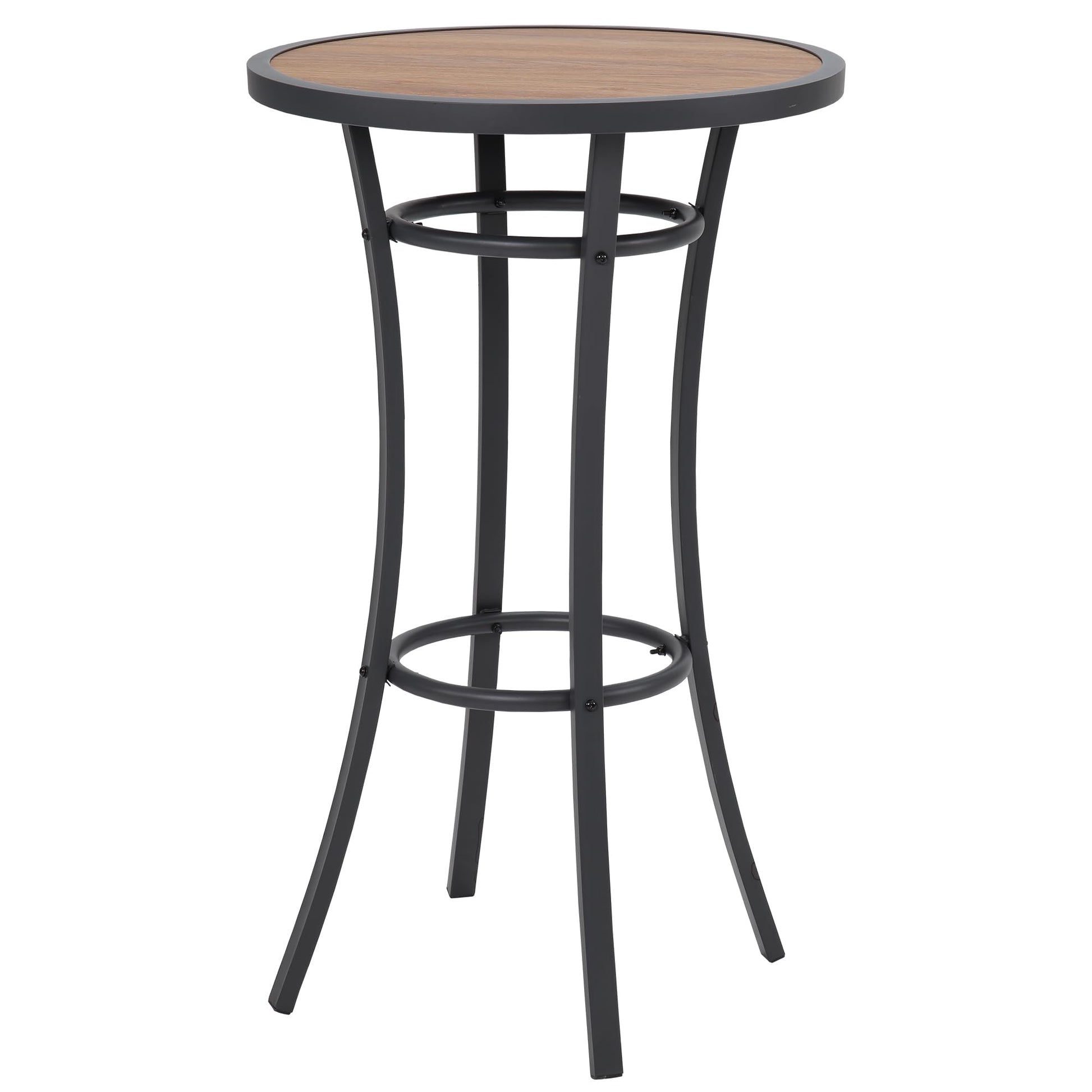 Naga Bahna Outdoor Bar Height Bistro Table, 40 - Inch Patio Bar Table Bistro Dining Table Pub Table with Wooden - Like Table Top & Metal Frame - Bircata