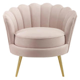 Admire Scalloped Edge Performance Velvet Accent Lounge Arm Chair in Pink