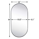 Black Oval Bathroom Mirror 20x40'' Pill Shaped Oblong Vanity Mirror Metal Framed