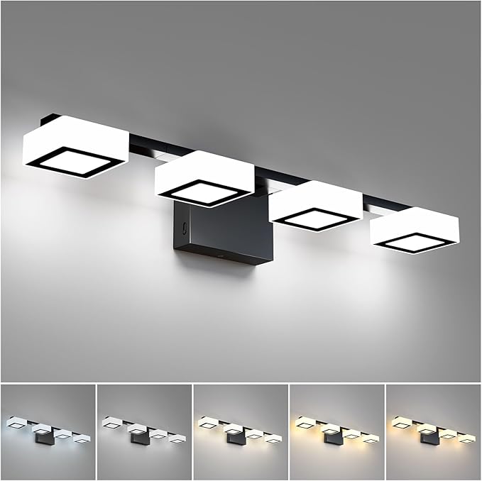 LED Modern Bathroom Light Fixtures, 4-Light Dimmable 5CCT Vanity Lights