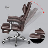 Leather Memory Foam Office Chair Adjustable Waist Support Knob and Reclining High