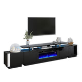 110" Large Fireplace TV Stand Set with 36" Electric Fireplace, includes 70" 2-Tier