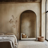 Look at You Oversized Arched Mirror 78x46 - Black Thin Frame, Explosion-Proof Glass, Full-Length with Stand