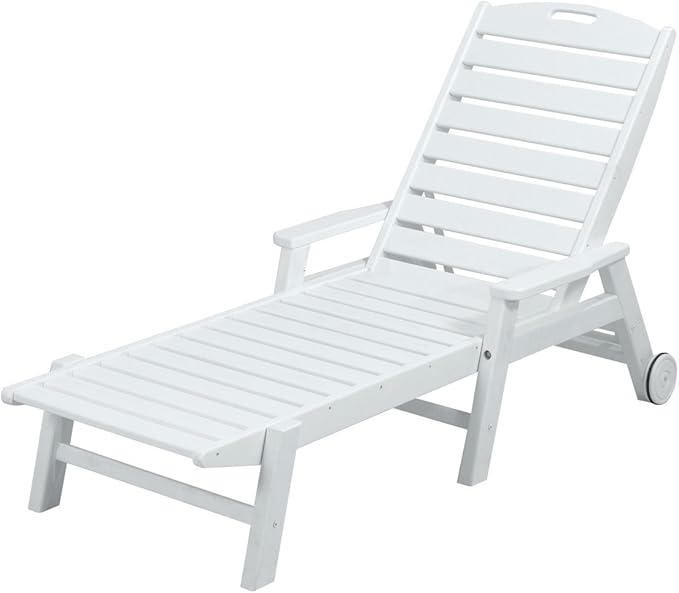 NCW2280GY Nautical Wheeled Chaise with Stackable Arms, Slate Grey