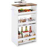 4 Tier White Slim Storage Cart with Handle