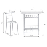 3 Piece Small Round Dining Table Set for Kitchen Breakfast Nook