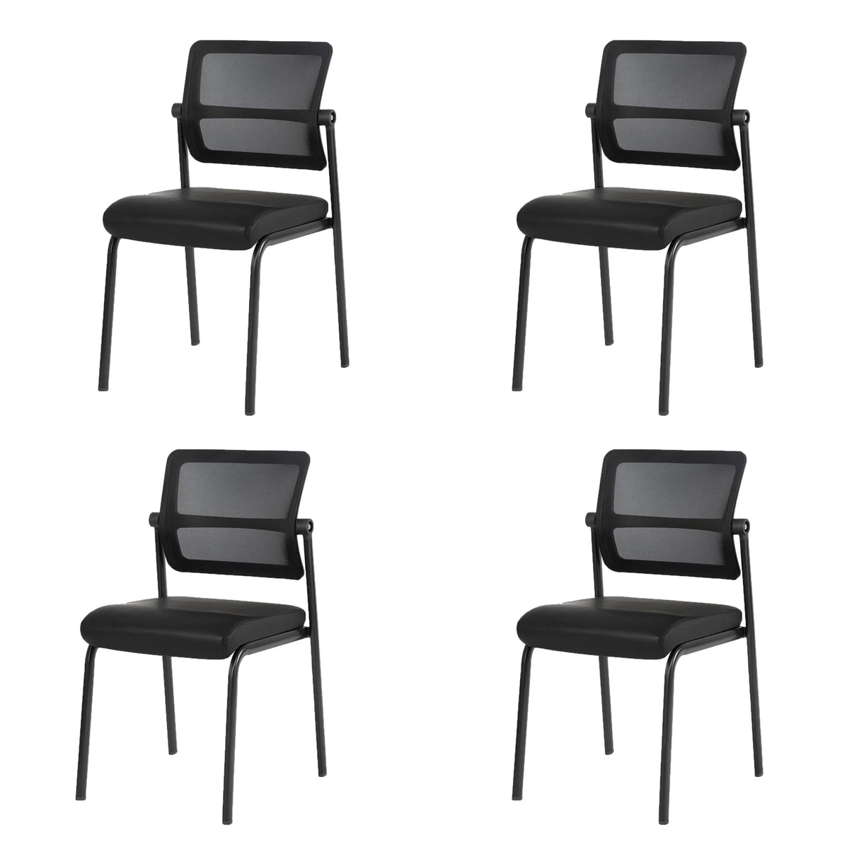 Office Guest Reception Chairs with Leather Cushion and Ergonomic Lumbar Support