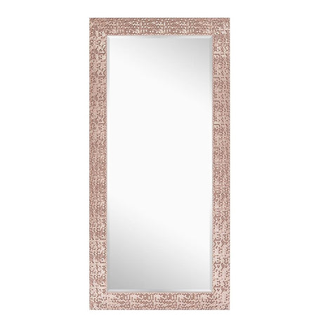 Mosaic Full Length Mirror – 66" L x 32" W Large Decorative Wall Mirror with Faux Wood Frame Tall Full Body Floor Mirror in Elegant Rose Gold for Bedroom and Living Room