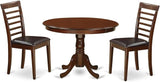 HLML5-MAH-LC 5 Piece Dining Table Set for 4 Includes a Round Kitchen Table with Pedestal and 4 Faux Leather Dining Room Chairs,