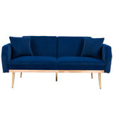 Velvet Loveseat Sofa, Modern Sleeper Sofa Couch with 2 Pillows