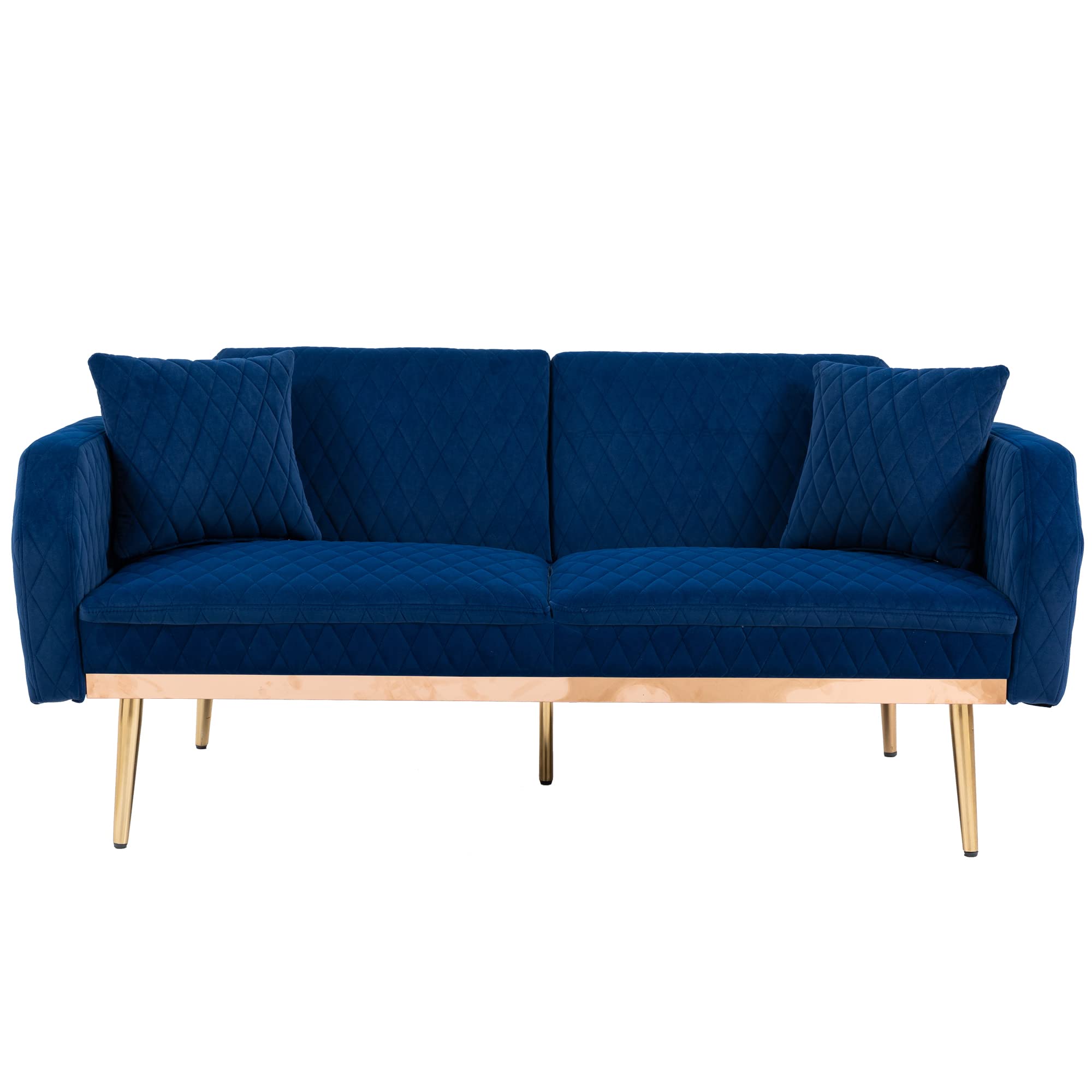 Velvet Loveseat Sofa, Modern Sleeper Sofa Couch with 2 Pillows