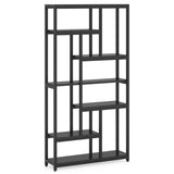 Tribesigns 79 Inch Bookshelf, 7-Tier Tall Bookcase with 10-Open Shelf, Wood and Metal Book Shelf Storage Shelves for Bedroom, Living Room and Home Office, Black