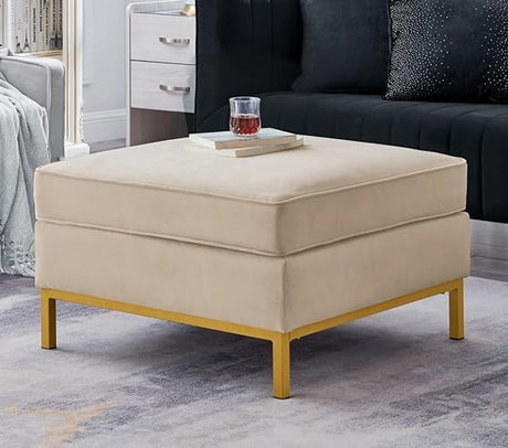 Mid-Century Modern Upholstered Square Sofa Ottoman Couch Ottoman