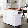 Kitchen Island Cart on Wheels - Portable Kitchen Island with Drop Leaf