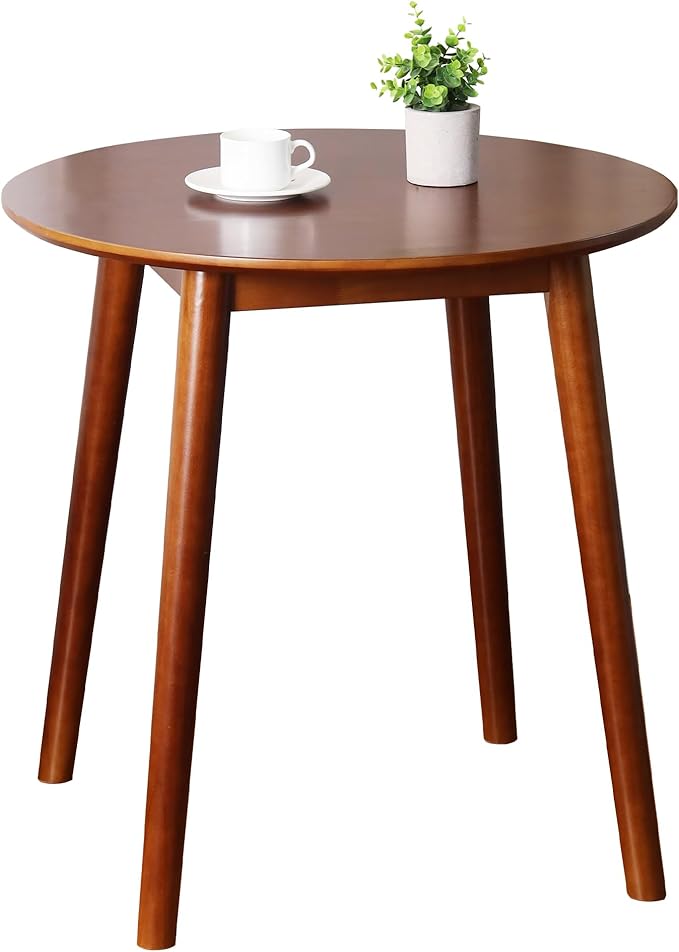 28.3" Small Round Dining Table for 2,Wooden Space-Saving Kitchen Dinner Table Rustic Wood Dining Table