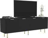 Mid Century Modern TV Stand for 80 Inch TV, Entertainment Center with 4 Large Drawers