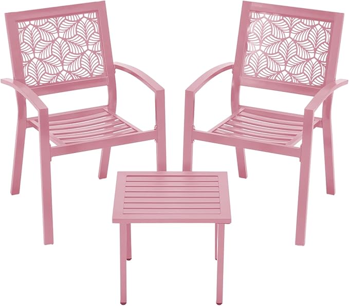 Outdoor Bistro Set for 2, Stackable Modern Porch Furniture Set