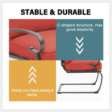 SUNCROWN 3-Piece Outdoor Patio Bistro Set， Spring Motion Chairs and Bistro Round Table Set, Steel Frame Conversation Furniture Set with Cushions（Red）