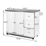 Kitchen Island with Stainless Steel Countertop, Kitchen Cart Rolling Trolley with Towel