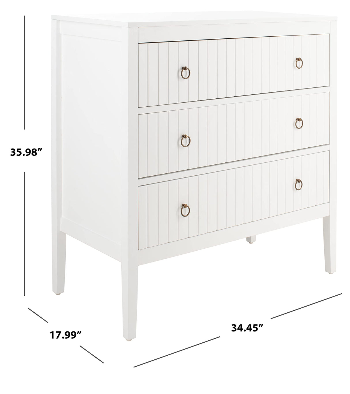 Home Collection Tegan White 3-Drawer Storage Living Room Bedroom