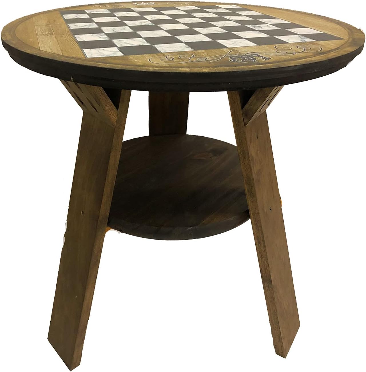 Rustic Chess Board Coffee Table | Small Side Table & Game Board