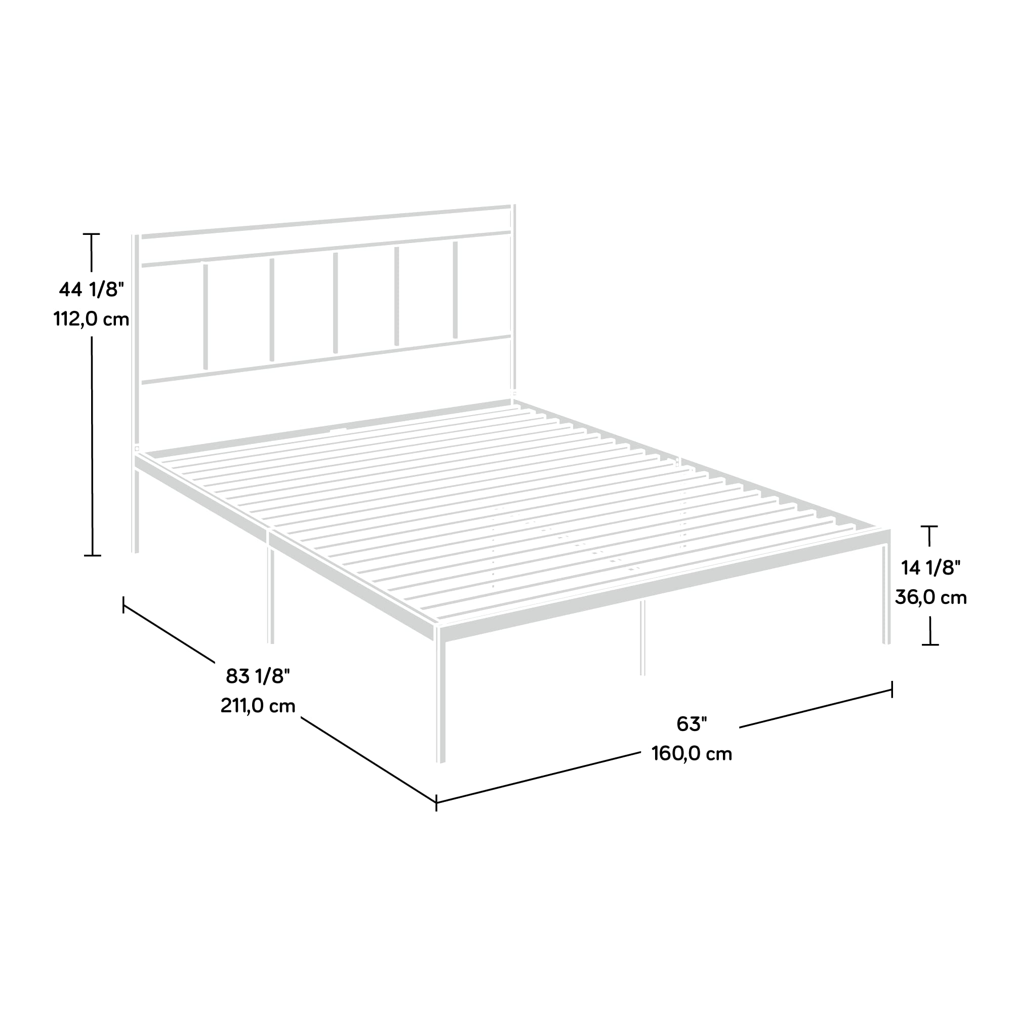 Sauder Cannery Bridge Queen Platform Bed with Headboard, Bronze Finish