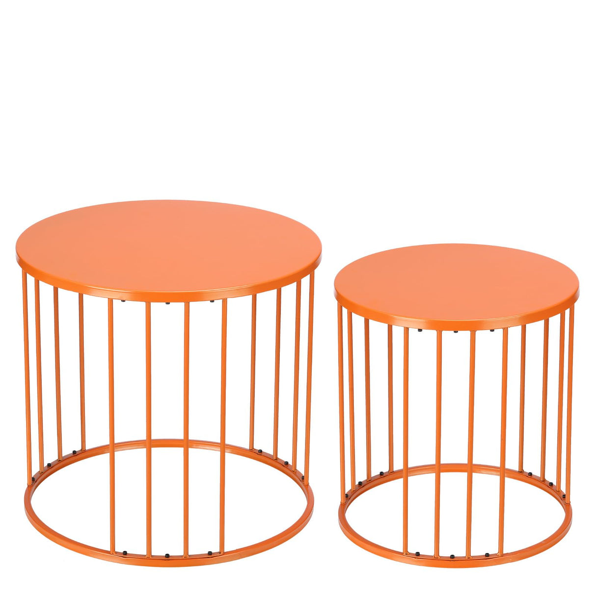 LEWIS&WAYNE Outdoor Side Table Set of 2, Metal Circle Accent End Tables for Balcony Backyard Garden Indoor Living Room, Durable Black Nesting Coffee Tables, 20”+16” Dia - Bircata