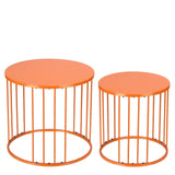 LEWIS&WAYNE Outdoor Side Table Set of 2, Metal Circle Accent End Tables for Balcony Backyard Garden Indoor Living Room, Durable Black Nesting Coffee Tables, 20”+16” Dia - Bircata