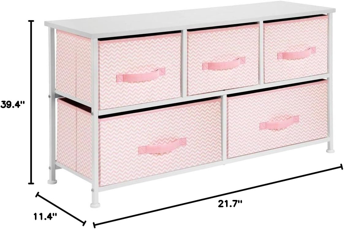 21.65" High Steel Frame/Wood Top Storage Dresser Furniture Unit