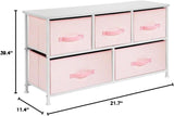 21.65" High Steel Frame/Wood Top Storage Dresser Furniture Unit