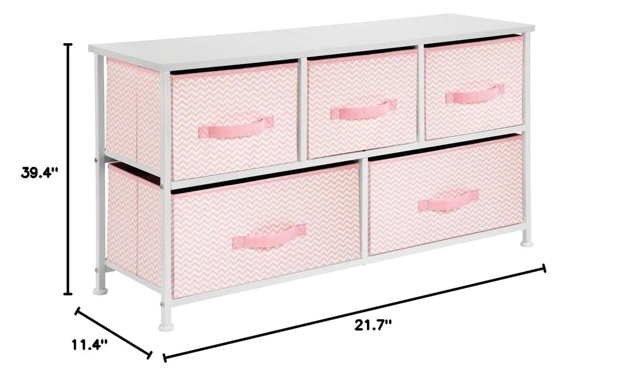 21.65" High Steel Frame/Wood Top Storage Dresser Furniture Unit