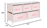 21.65" High Steel Frame/Wood Top Storage Dresser Furniture Unit