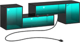 TV Stand, Deformable TV Stand with LED Strip & Power Outlets