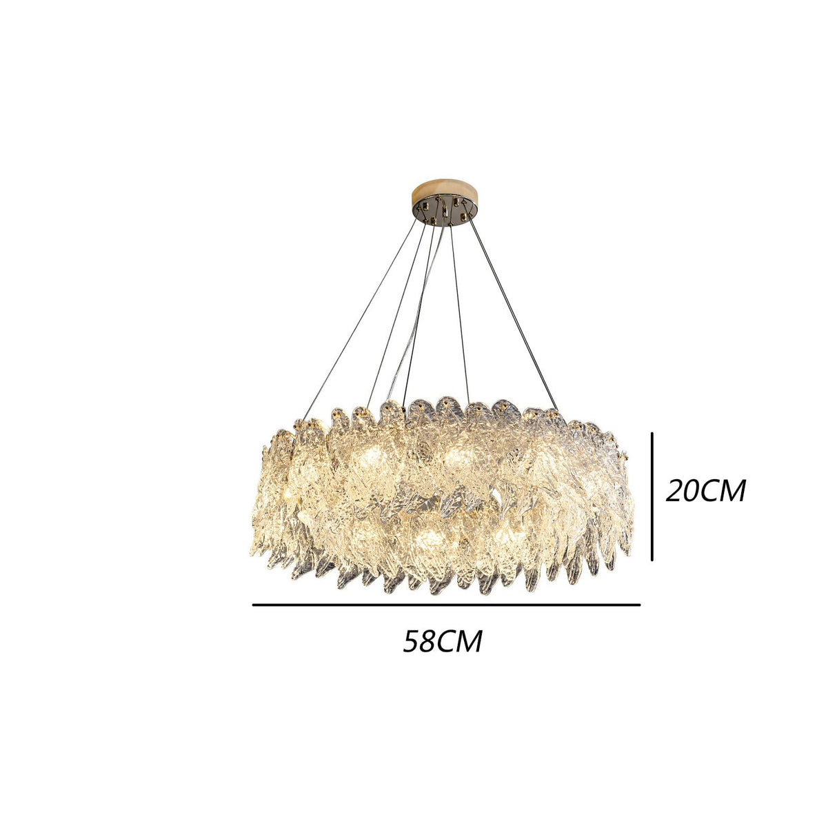 8-Lights Golden Finish Classic Glass Chandelier Ceiling Light for