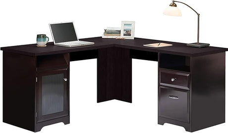 L-Shaped Desk, Home Office Corner Computer Desk with Storage Cabinet