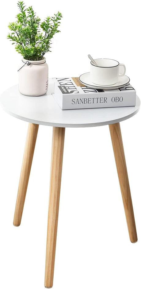 Table, Blue Grey End Table for Small Spaces, Nursery Round Side Table Small Bedside