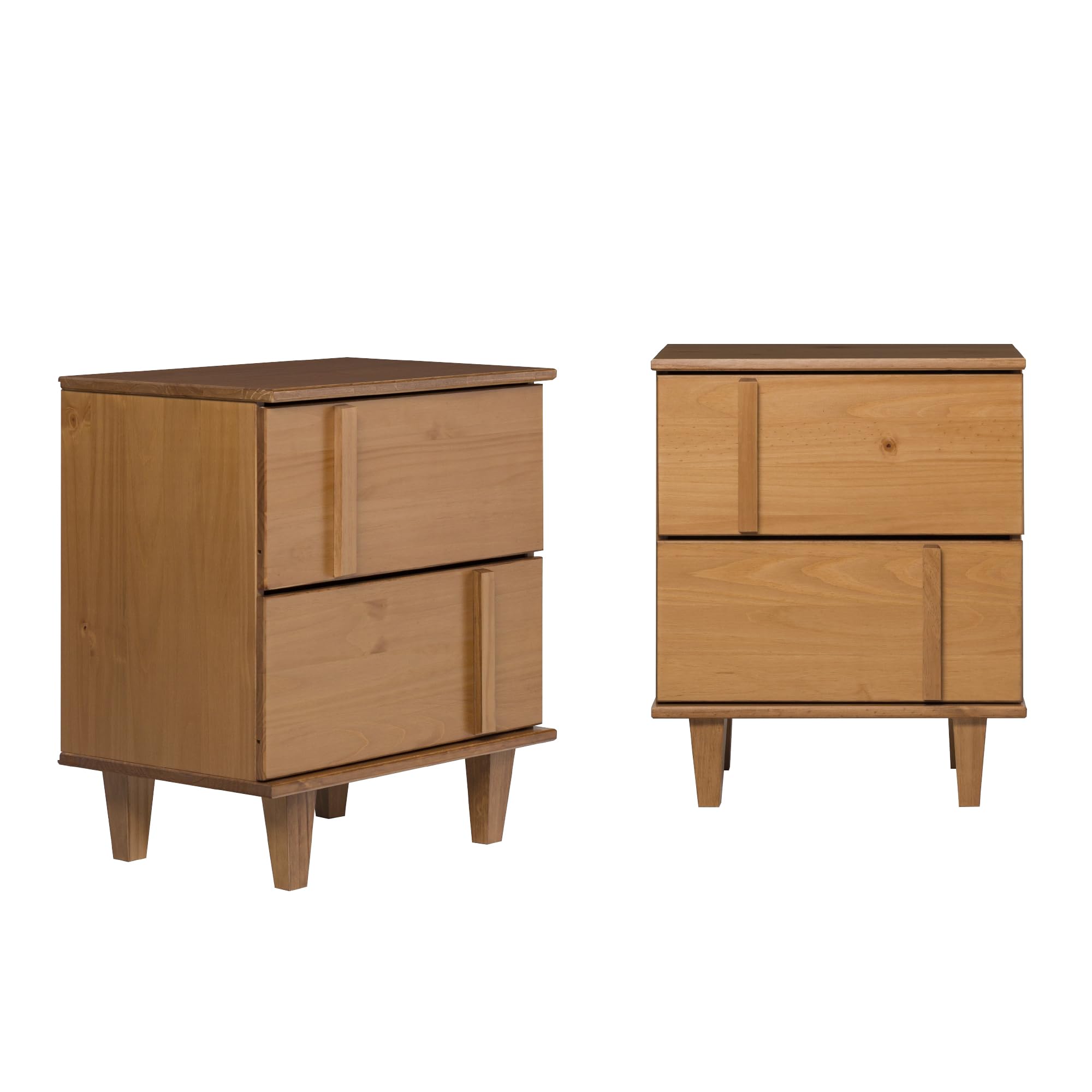 2-Piece Detailed Drawer Solid Wood Nightstands