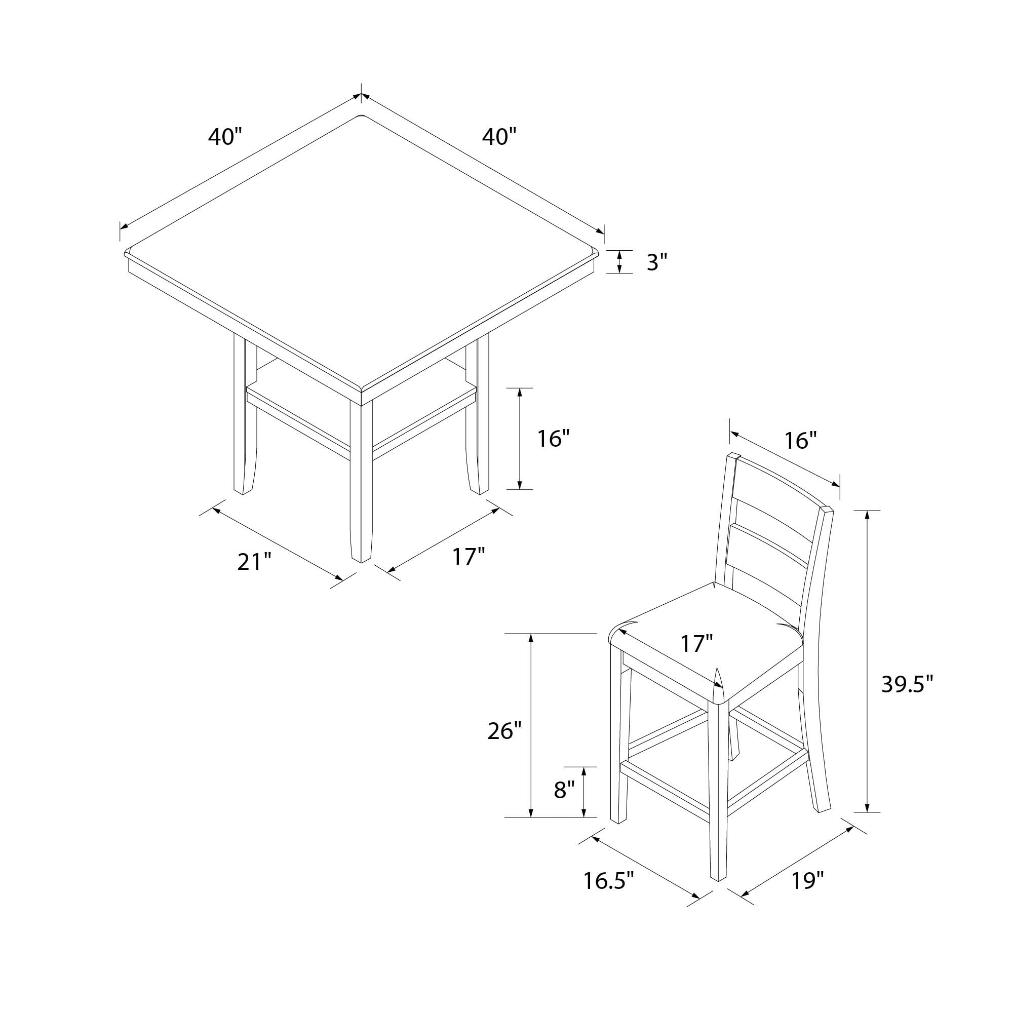 Counter Height Dining Table and Chairs Set, Espresso